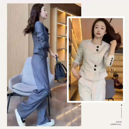 🔥HOT Sale🔥Comfortable Blazer and High Waist Pants Two-Piece Set