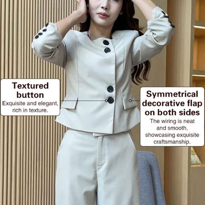 🔥HOT Sale🔥Comfortable Blazer and High Waist Pants Two-Piece Set