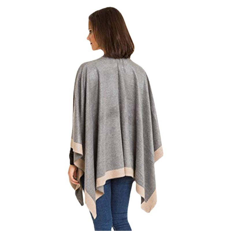✨New Arrival✨Women's Elegant Color Block Poncho Wrap for Fall & Winter