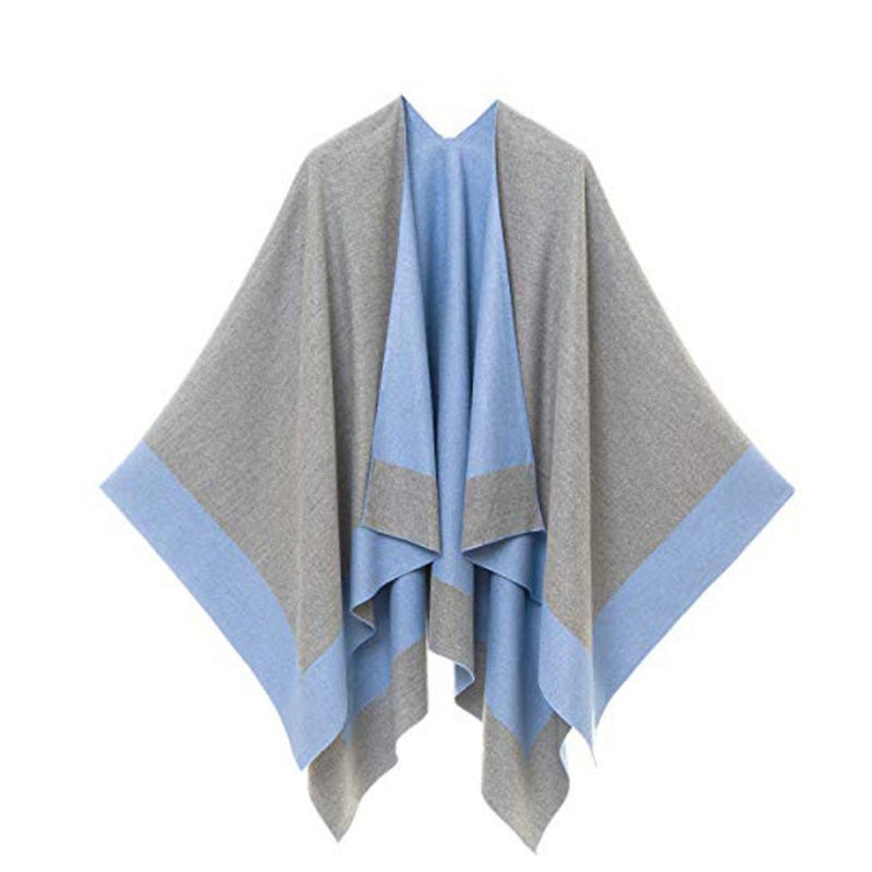 ✨New Arrival✨Women's Elegant Color Block Poncho Wrap for Fall & Winter