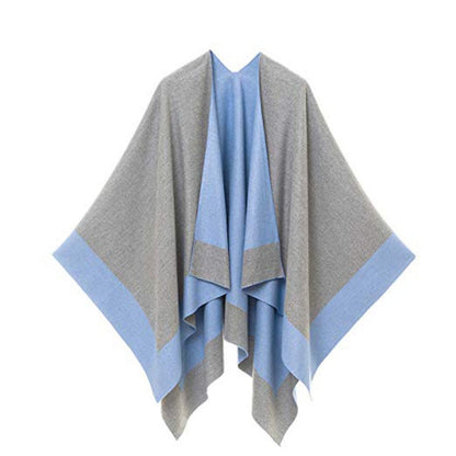 ✨New Arrival✨Women's Elegant Color Block Poncho Wrap for Fall & Winter