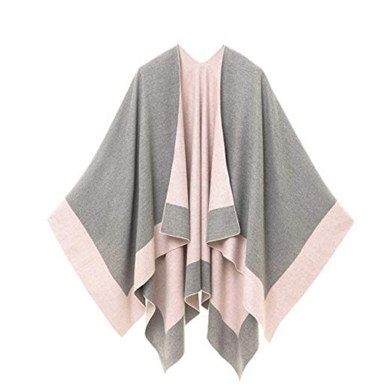 ✨New Arrival✨Women's Elegant Color Block Poncho Wrap for Fall & Winter