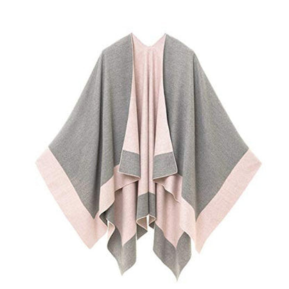 ✨New Arrival✨Women's Elegant Color Block Poncho Wrap for Fall & Winter