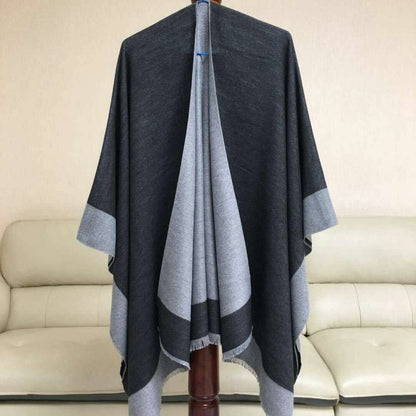 ✨New Arrival✨Women's Elegant Color Block Poncho Wrap for Fall & Winter