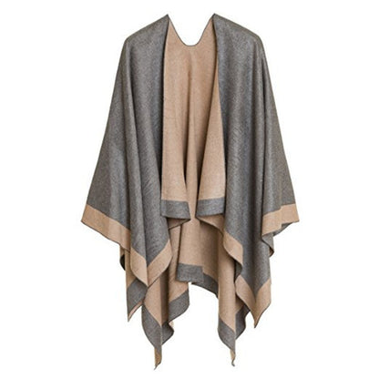 ✨New Arrival✨Women's Elegant Color Block Poncho Wrap for Fall & Winter