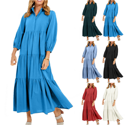 ⏳Limited Sale 42% OFF🌸Women's Plus Size Casual Lapel Long Dress