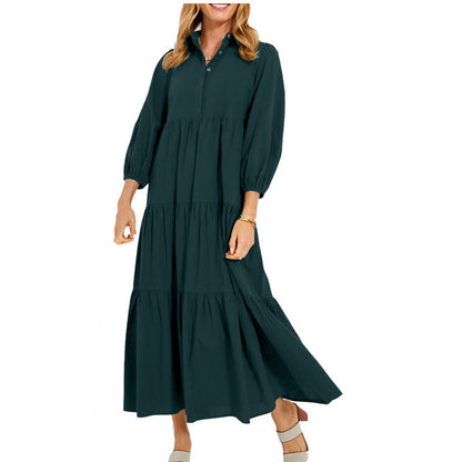 ⏳Limited Sale 42% OFF🌸Women's Plus Size Casual Lapel Long Dress