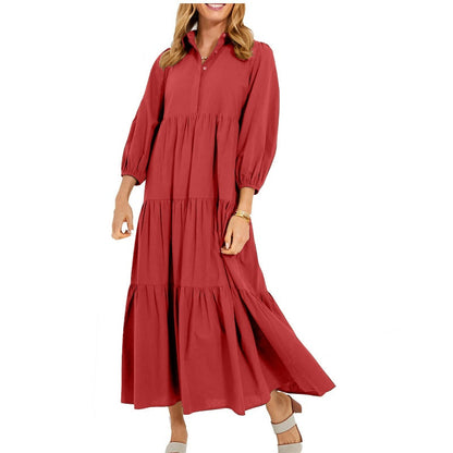 ⏳Limited Sale 42% OFF🌸Women's Plus Size Casual Lapel Long Dress