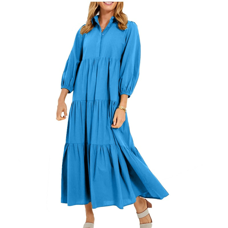 ⏳Limited Sale 42% OFF🌸Women's Plus Size Casual Lapel Long Dress