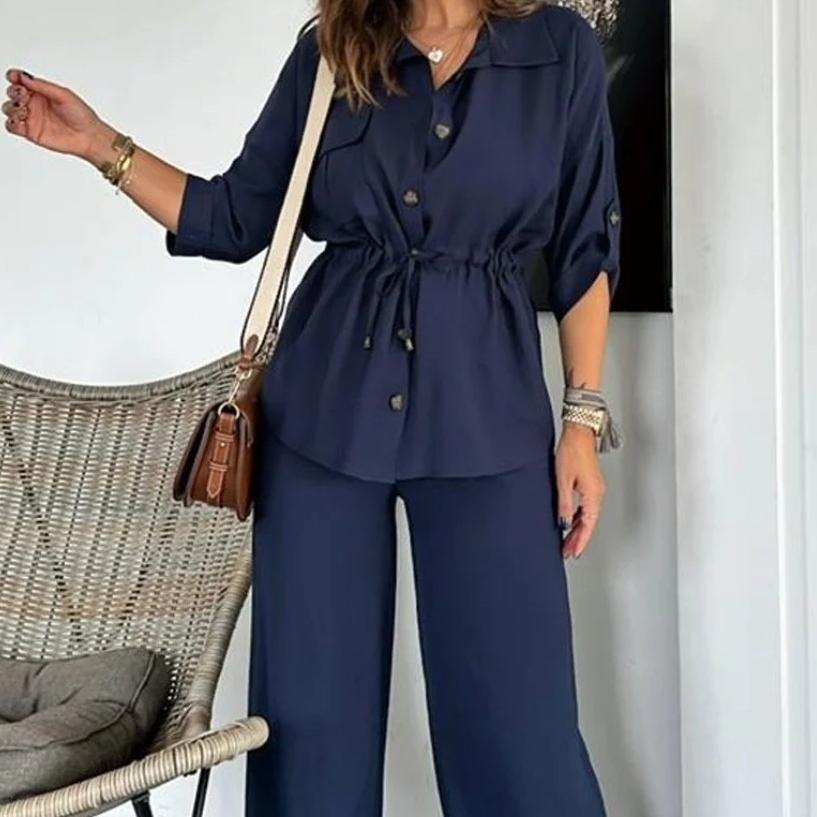 ✨New Arrival✨Button-Down Top & Loose-Fit Pants Set