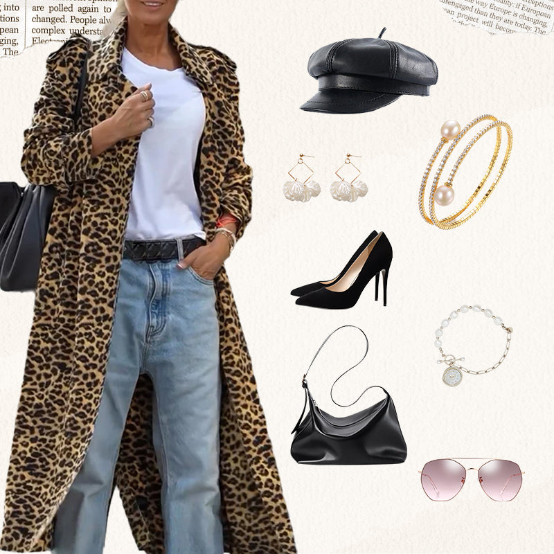 ✨New Arrival✨Women's Leopard Print Faux Fur Maxi Coat