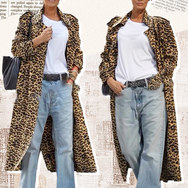 ✨New Arrival✨Women's Leopard Print Faux Fur Maxi Coat