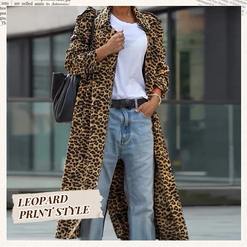 ✨New Arrival✨Women's Leopard Print Faux Fur Maxi Coat