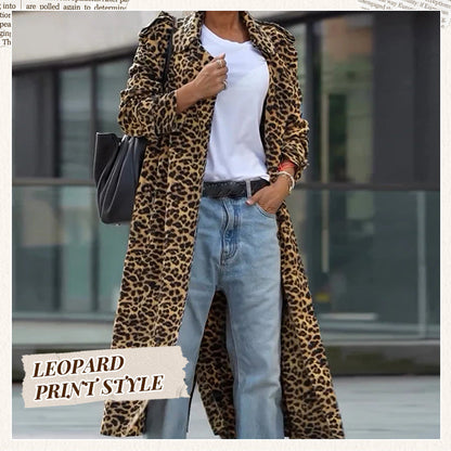 ✨New Arrival✨Women's Leopard Print Faux Fur Maxi Coat
