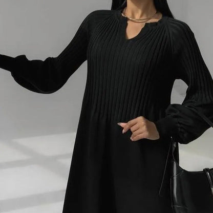 🔥HOT Sale🔥Women's Solid Color Knitted Long-sleeve Maxi Dress