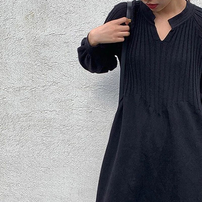🔥HOT Sale🔥Women's Solid Color Knitted Long-sleeve Maxi Dress