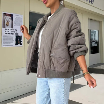 🔥Early Black Friday Sale:51% OFF🔥Solid Color Loose Thick Warm Bomber Jacket
