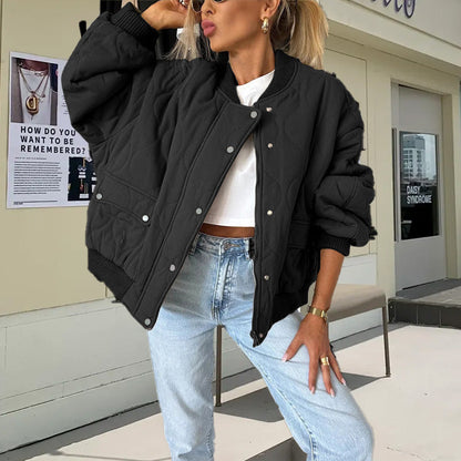 🔥Early Black Friday Sale:51% OFF🔥Solid Color Loose Thick Warm Bomber Jacket