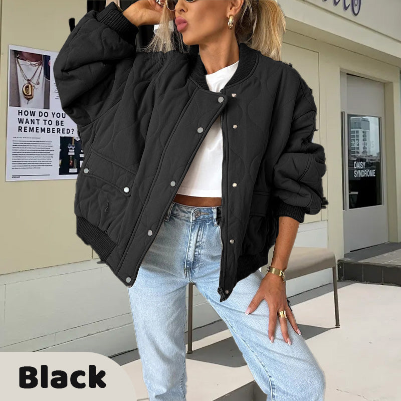 🔥Early Black Friday Sale:51% OFF🔥Solid Color Loose Thick Warm Bomber Jacket