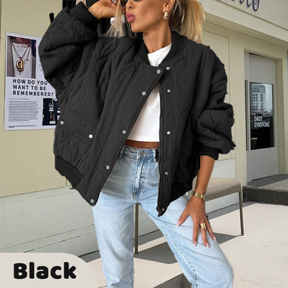 🔥Early Black Friday Sale:51% OFF🔥Solid Color Loose Thick Warm Bomber Jacket