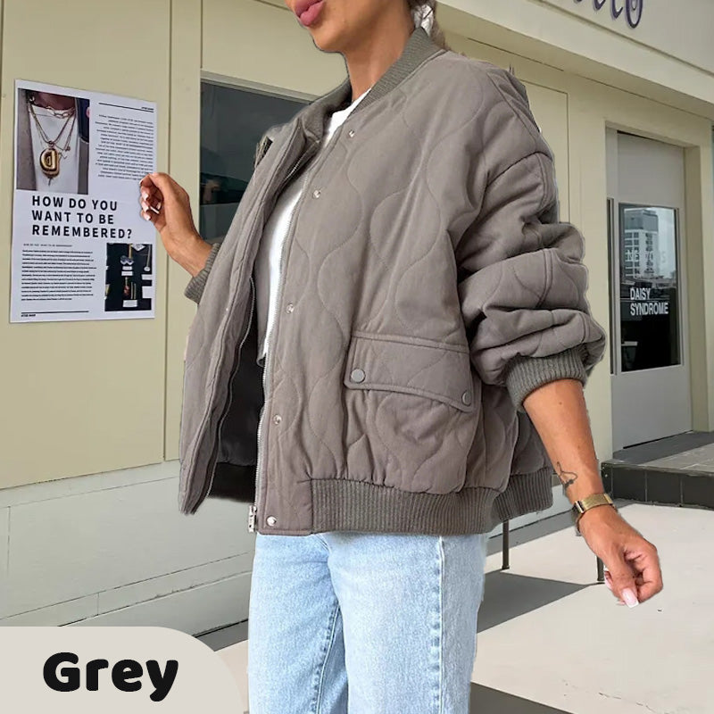 🔥Early Black Friday Sale:51% OFF🔥Solid Color Loose Thick Warm Bomber Jacket