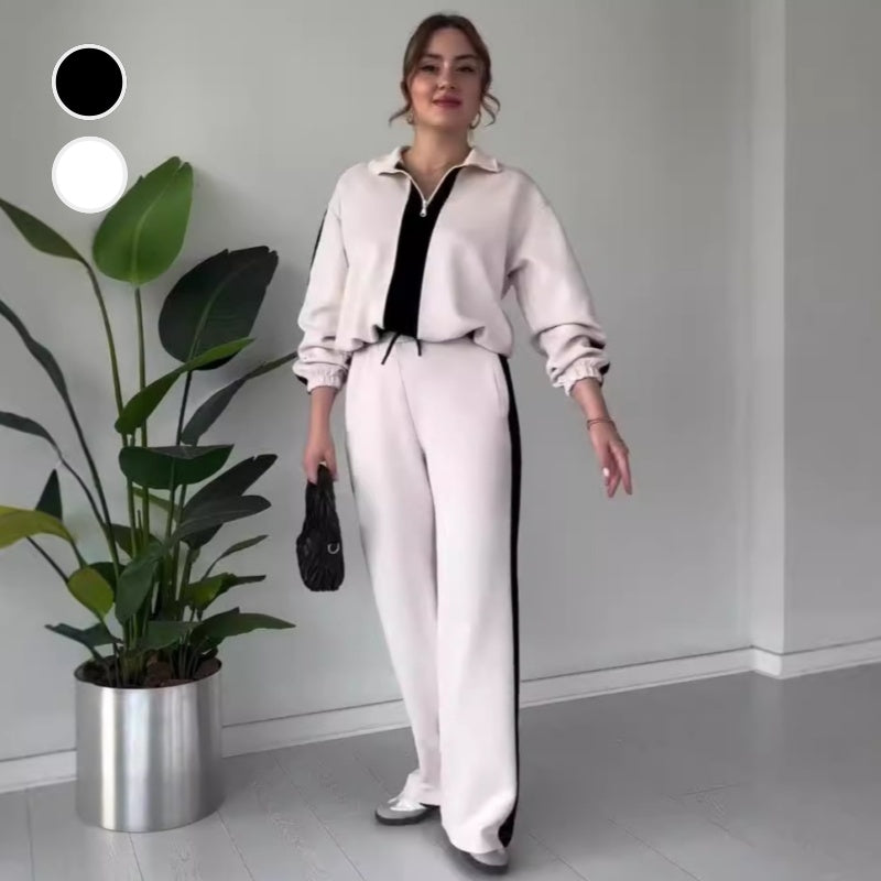🔥🖤Early Black Friday Sale:50% OFF🔥Women’s Zipper Lapel Tops ＆ Pants 2-Piece Set