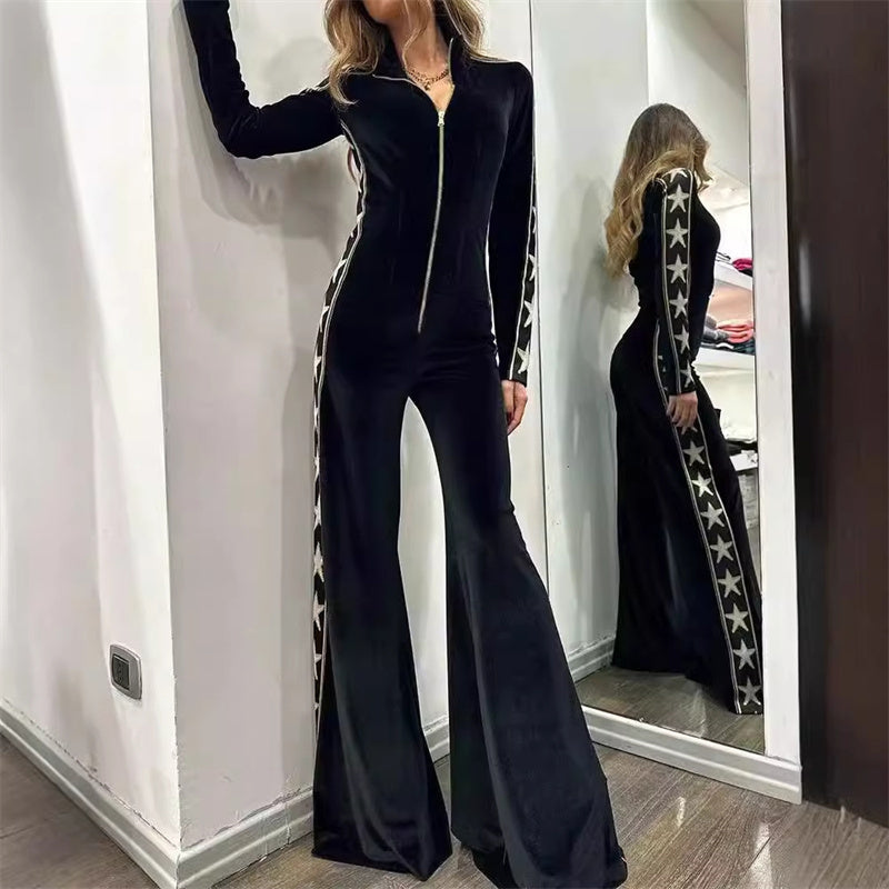 ✨New Arrival✨Women's Zip-Up Bell Bottom Jumpsuit