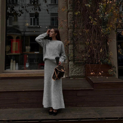 🔥Clearance Sale🔥Women’s Elegant Cozy Sweater and Flared Skirt Set