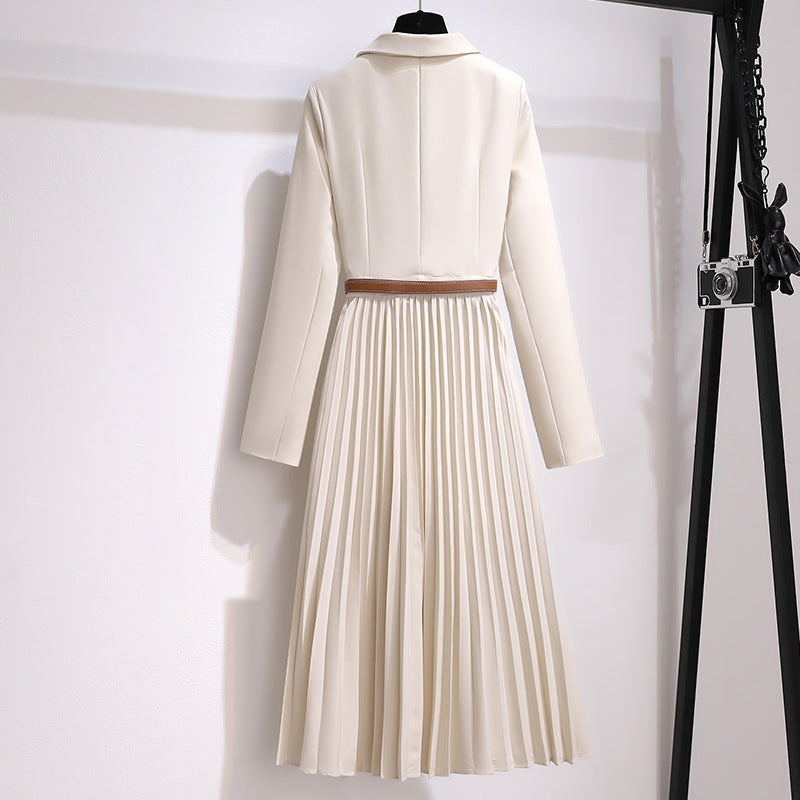🔥🖤Early Black Friday Sale🔥Asymmetrical Patchwork Pleated Blazer Dress with Belt