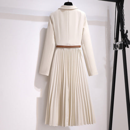 🔥🖤Early Black Friday Sale🔥Asymmetrical Patchwork Pleated Blazer Dress with Belt