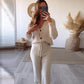 🎊𝑬𝒂𝒓𝒍𝒚 𝑩𝒍𝒂𝒄𝒌 𝑭𝒓𝒊𝒅𝒂𝒚 𝑺𝒂𝒍𝒆-Solid Color V-Neck Slim Knit Pant Suit