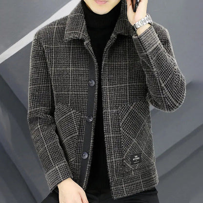 ✨New Arrival✨Men's Fashion Plaid Warm Lapel Jacket