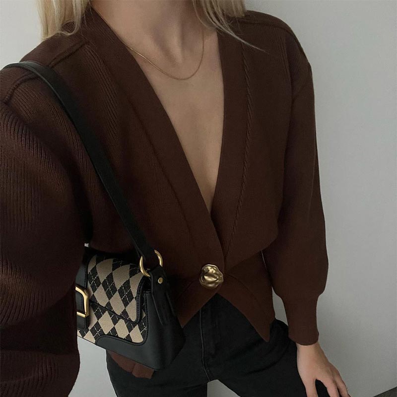✨New Arrival✨Women’s Elegant One Button Knit Sweater Cardigan
