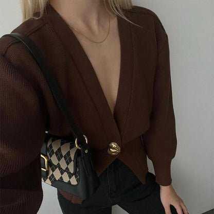 ✨New Arrival✨Women’s Elegant One Button Knit Sweater Cardigan