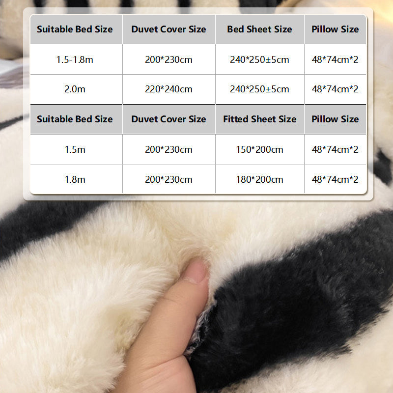👍[High quality] 🔥Milk plush thick warm 4-piece bedding set