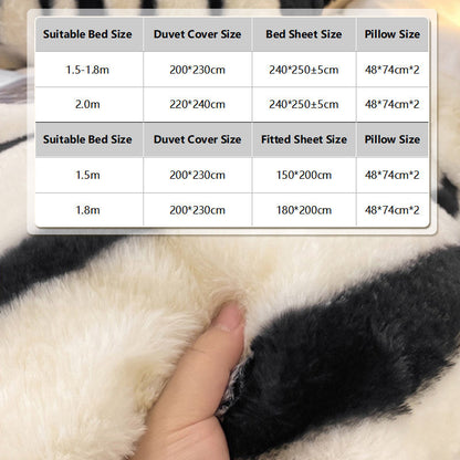 👍[High quality] 🔥Milk plush thick warm 4-piece bedding set