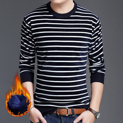 🔥Give the elders a warm winter🍃Men's warm striped comfortable and fashionable sweater