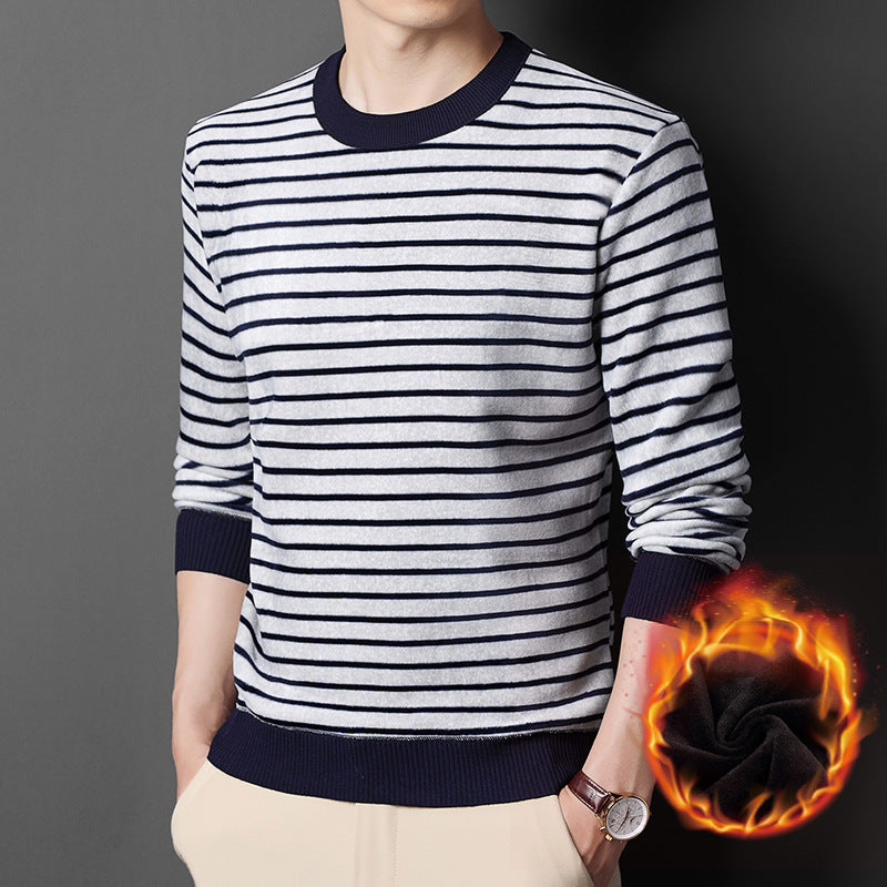🔥Give the elders a warm winter🍃Men's warm striped comfortable and fashionable sweater