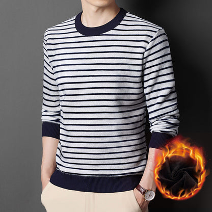 🔥Give the elders a warm winter🍃Men's warm striped comfortable and fashionable sweater