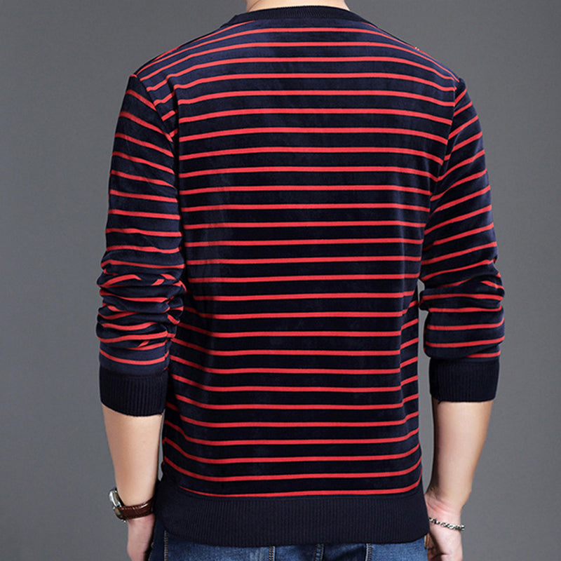 🔥Give the elders a warm winter🍃Men's warm striped comfortable and fashionable sweater