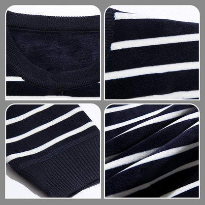 🔥Give the elders a warm winter🍃Men's warm striped comfortable and fashionable sweater