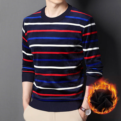 🔥Give the elders a warm winter🍃Men's warm striped comfortable and fashionable sweater