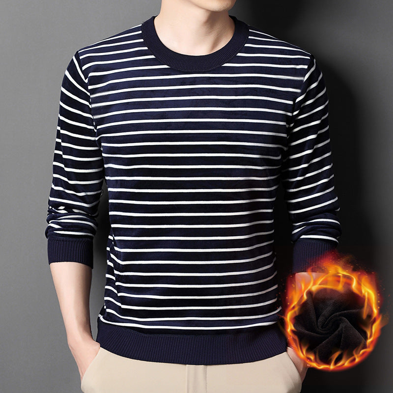 🔥Give the elders a warm winter🍃Men's warm striped comfortable and fashionable sweater