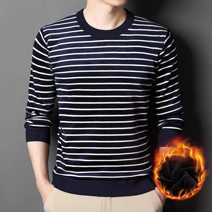 🔥Give the elders a warm winter🍃Men's warm striped comfortable and fashionable sweater