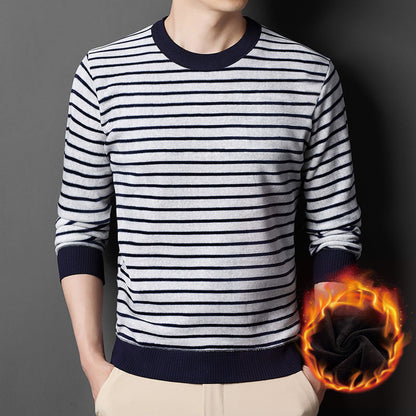 🔥Give the elders a warm winter🍃Men's warm striped comfortable and fashionable sweater