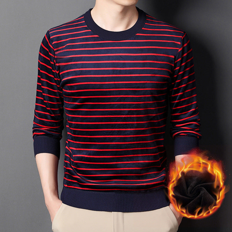 🔥Give the elders a warm winter🍃Men's warm striped comfortable and fashionable sweater