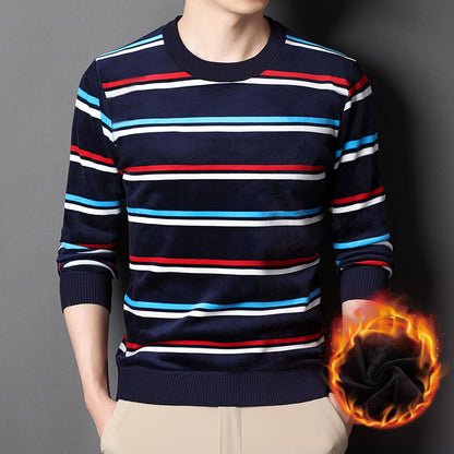 🔥Give the elders a warm winter🍃Men's warm striped comfortable and fashionable sweater