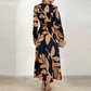 🎅Christmas Pre-sale & 49%OFF❄️Women’s Lapel Long-Sleeve Print Dress with Belt