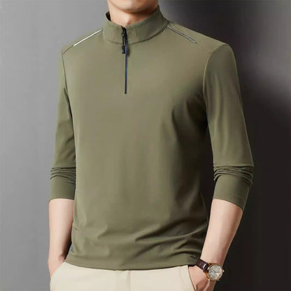 🔥HOT SALE🔥Men's Solid Half Zip Long Sleeve Tops