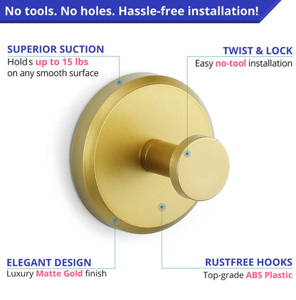 Stainless Steel Suction Cup Hook 6/4/2 PCS for Towels & Robes Hook, Drill-Free Kitchen Hanger, Multi-functional Organizer Towel Hooks Loofah, Robe, Kitchen & Home Use Gift